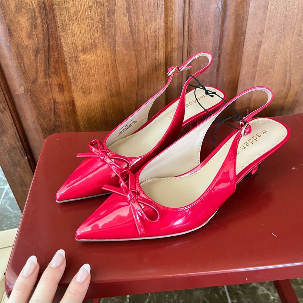 Madden Girl Red Bow Slingback Kitten Heels